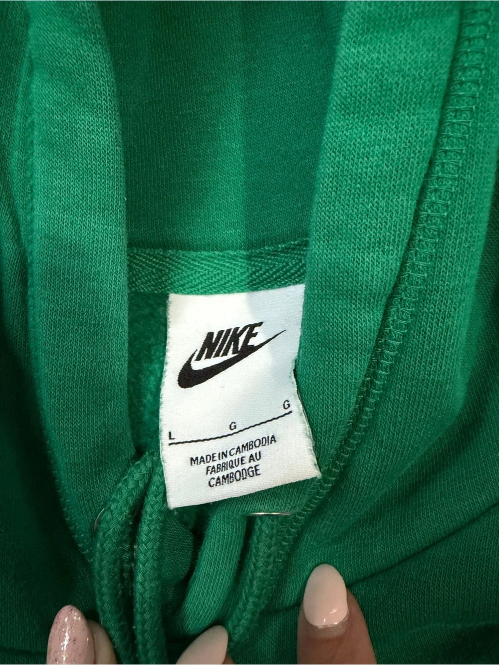 Nike Green Crewneck Hoodie with Orange Swoosh and Purple Logo